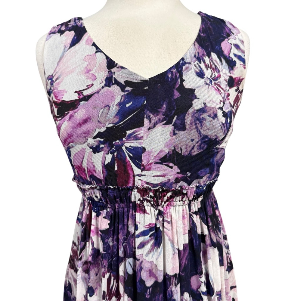 Simply Vera Vera Wang Floral Midi Dress Purple Sleeveless XS - Picture 2 of 8